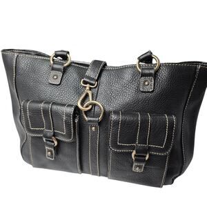 Chaps Ralph Lauren Pebble Grain Leather Shoulder Bag Size 17"L X 9.5"H X 5.5"D